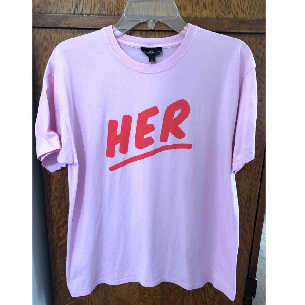 Pink “her” Topshop t-shirt